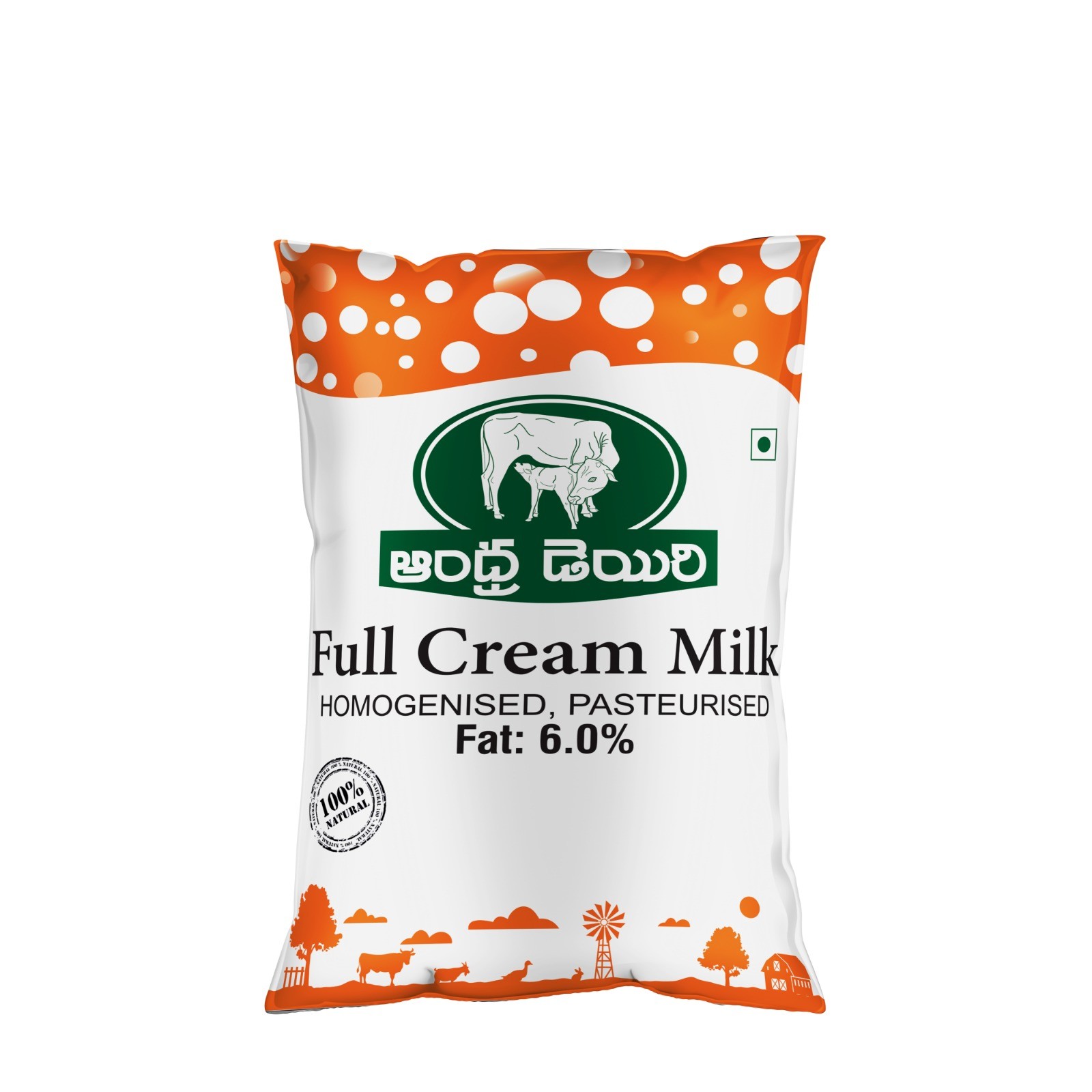 Andhra Dairy Full Cream Milk pouch, 6% fat